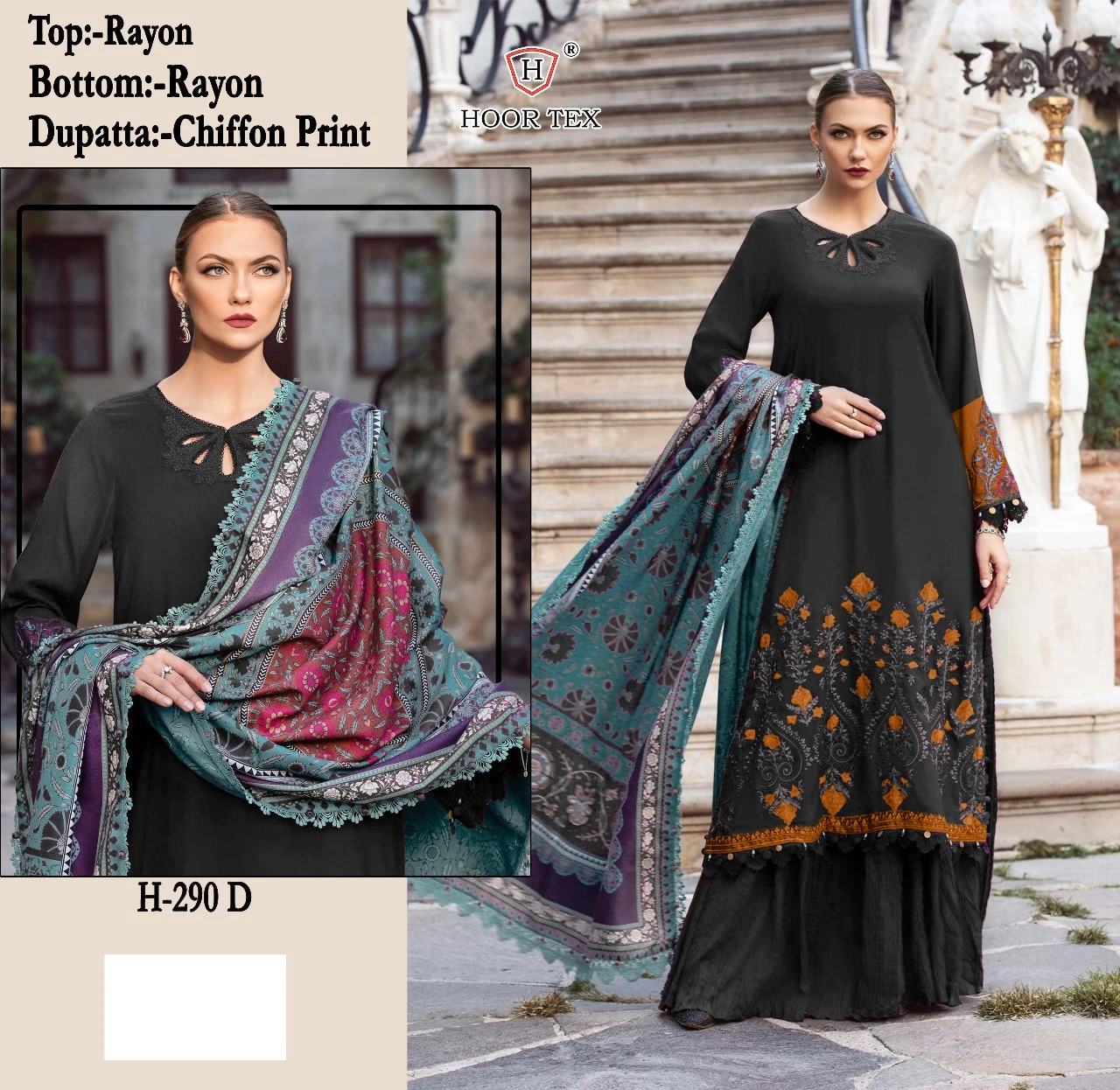 Hoor Tex H-290 Heavy Rayon Wholesale Pakistani Salwar Suit Catalog — Wholesale Salwar Suits, MPA wholesale from Surat - Gallery Image 7